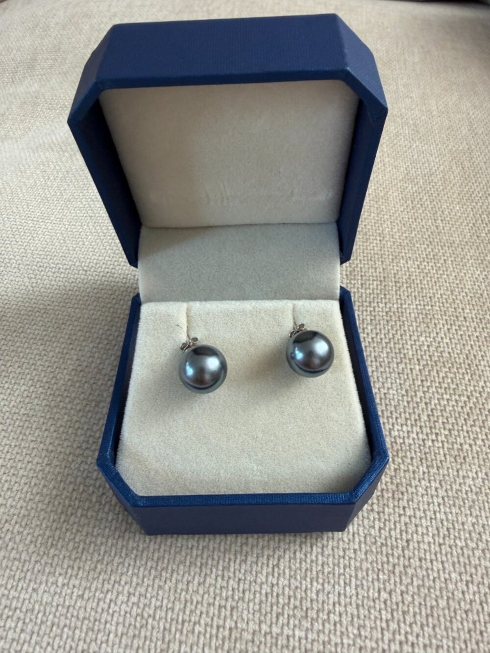 Gray Faux Pearl Stud Earrings 10mm Silver-Tone Posts
